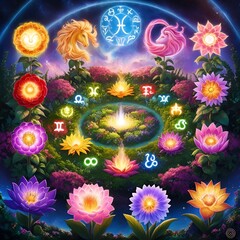 The Celestial Zodiac Garden A Cosmic Bloom of Signs