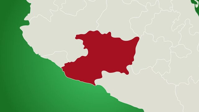 Michoacan State Map of Mexico 2D Animation, Detailed Geographic