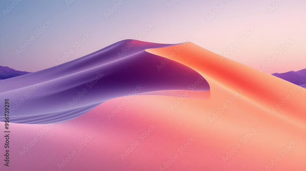 Aufkleber smooth and flowing desert dunes in vibrant colors, creating a stunning and serene visual impression 