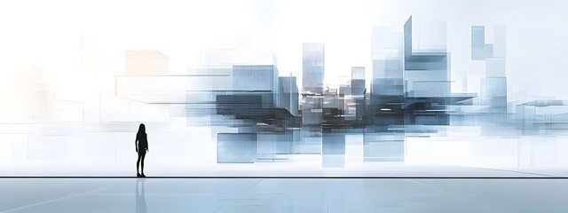 Fototapeta premium A digital artwork depicting an urban landscape, filled with architectural and industrial elements