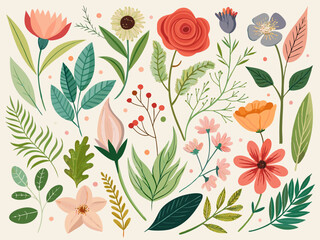 Beautiful vintage floral pattern with pink flowers and green leaves, perfect for summer wallpaper or card designBeautiful vintage floral pattern with pink flowers and green leaves, perfect for summer 