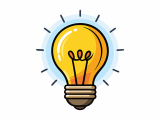 Bright idea icon : Illustration of a glowing yellow light bulb Symbol of creativity, inspiration. For use in presenting marketing materials to present creative ideas and new ideas.	