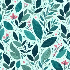 Floral seamless pattern with flowers and leaves Decorative vector pattern abstract background
