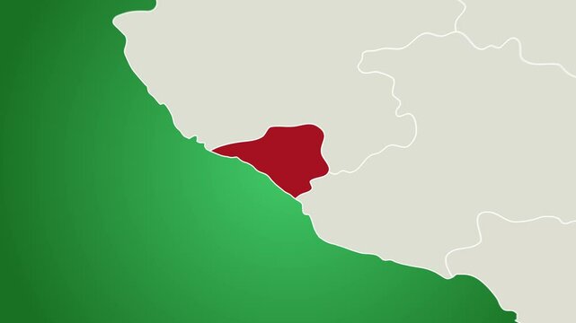 Colima State Map Animation, Mexico Geographic Visualization, Digital Art