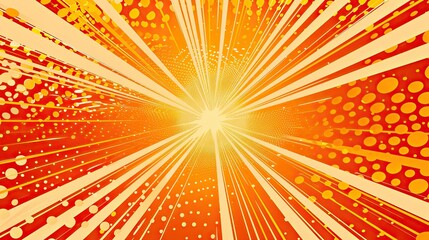 Fototapeta premium Abstract Orange Comic cartoon style halftone zoom