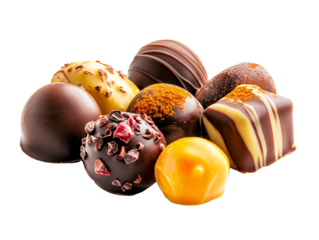 a group of chocolates on a white background