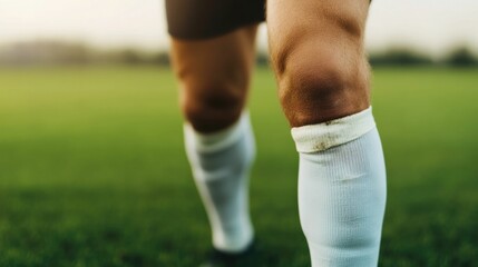 Soccer Player Clutching Their Knee in Pain After Sustaining a Sports Injury Accident on the Field During a Game or Match  Ligament Damage and Trauma Concept