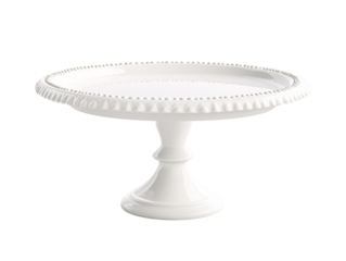 a white cake stand with a white rim