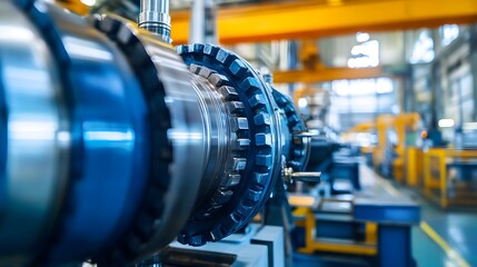 Fototapeta premium A factory with a blue and silver machine