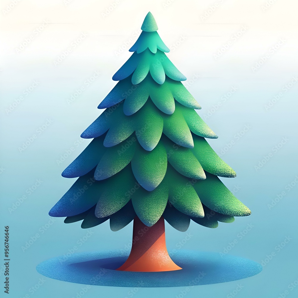 Poster a charming and whimsical 3d illustration of a fir tree with a soft. textured design perfect for fest