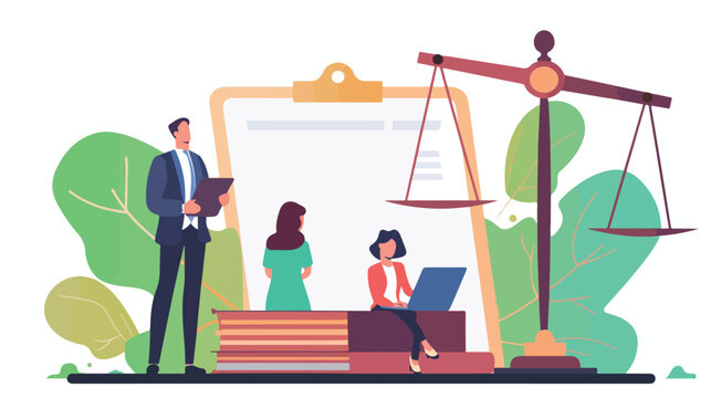 law office scene with scales and people clip art preview