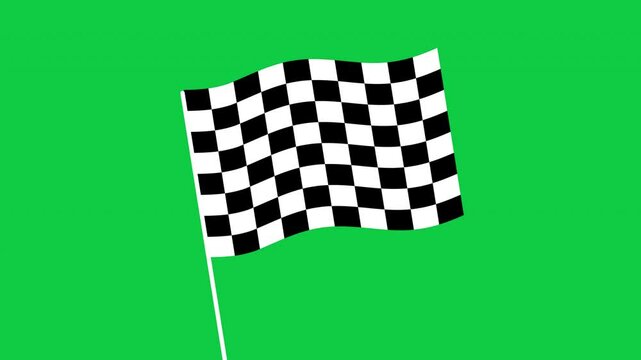 Animation with a Chequered Flag on a greenscreen, featuring simple lines, abstract patterns, and a textured illusion with seamless motion.