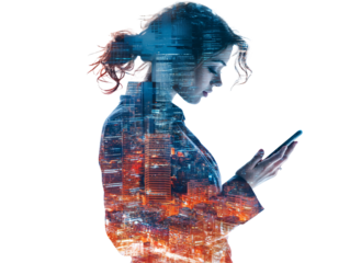 a woman using a phone