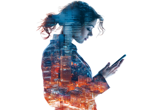 a woman using a phone