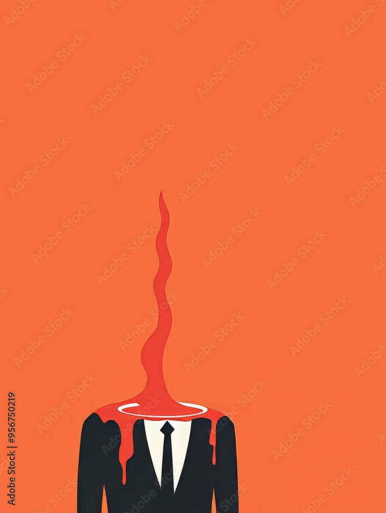 Poster a surreal artistic representation of a faceless figure in a suit, conveying themes of identity and a