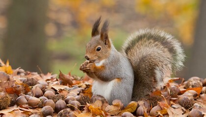 木の実をかじるリス