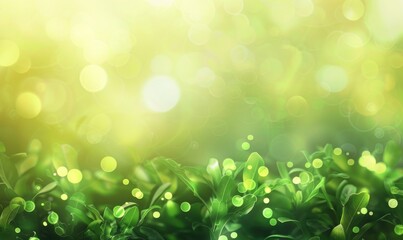 Obraz premium Green foliage with bokeh light background. Nature and springtime concept for design and print.