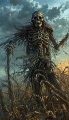 Fototapeta premium Digital illustration spooky creature dark eerie landscape appear