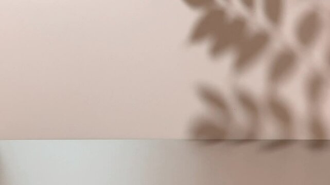 A warm, earthy wall bathed in natural light with soft, shifting leaf shadows creating a dynamic visual element.