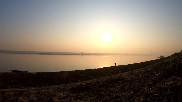 Mandovi River Bank During Sunset In Panjim 