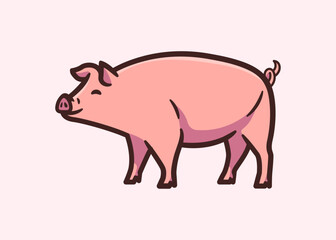 Cute Pig cartoon vector illustration design for animal food farm restaurant company business