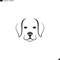 Labrador head vector. Cute dog icon. Isolated dog head on white background