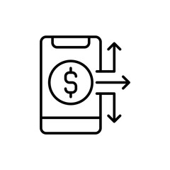 Cash flow outline icons, minimalist vector illustration ,simple transparent graphic element .Isolated on white background