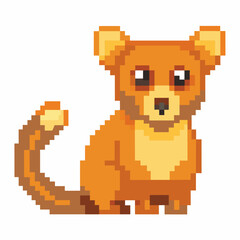 Fototapeta premium Pixel Art Cute Cartoon Animal with Orange Fur and Big Eyes