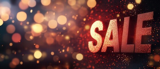 Vibrant sale sign with sparkling bokeh lights, creating an enticing atmosphere for shoppers. Perfect for promotions and marketing visuals.