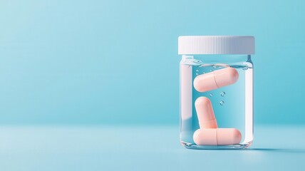 Pill dissolving in water, effervescent effect, flat design illustration