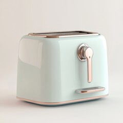 Cute Pastel White & Silver Toaster with Lever - 3D Minimalist Design