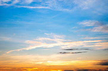 Beautiful , luxury soft gradient orange gold clouds and sunlight on the blue sky perfect for the...