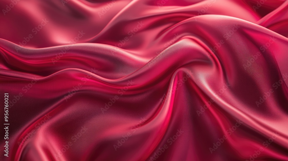 Aufkleber smooth, flowing crimson fabric with freeform curves creates an abstract pattern. the glossy surface 