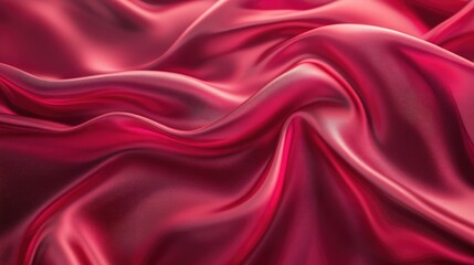 Obraz premium Smooth, flowing crimson fabric with freeform curves creates an abstract pattern. The glossy surface reflects light, with soft focus and ample copy space for design.