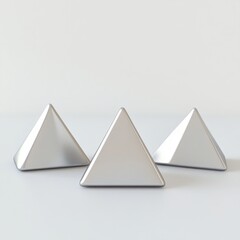 Cute 3D Pastel Silver Triangles: Minimalist & Soft Design