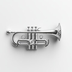 Obraz premium Cute Silver Trumpet: Minimalist 3D Illustration with Pastel Colors