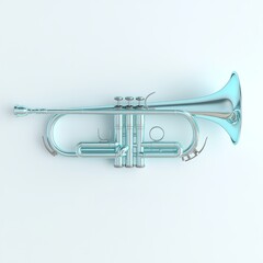 Obraz premium Cute 3D Silver Trumpet with Valves - Minimalist Whimsical Design
