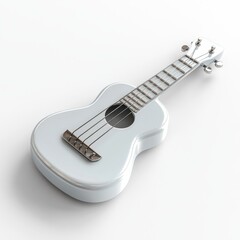 Obraz premium Cute 3D Ukulele: Pastel White & Silver Minimalist Design