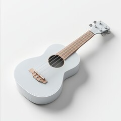Fototapeta premium Cute 3D Ukulele: Pastel White & Silver Minimalist Design 1