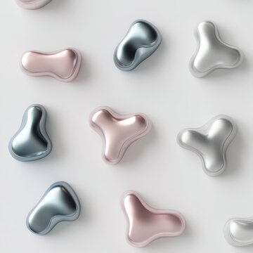 Cute Pastel Silver Vibraslap Set - Minimalist 3D Design 3