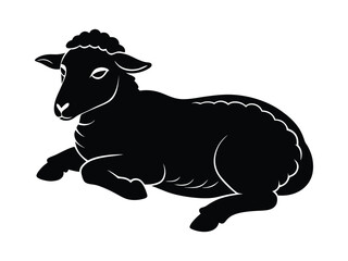 Obraz premium Lying Sheep Silhouette Illustrations