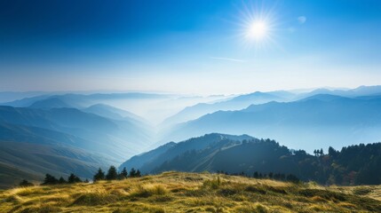 Obraz premium Serene mountain landscape with a clear sky