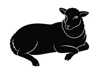 Obraz premium Lying Sheep Silhouette Illustrations
