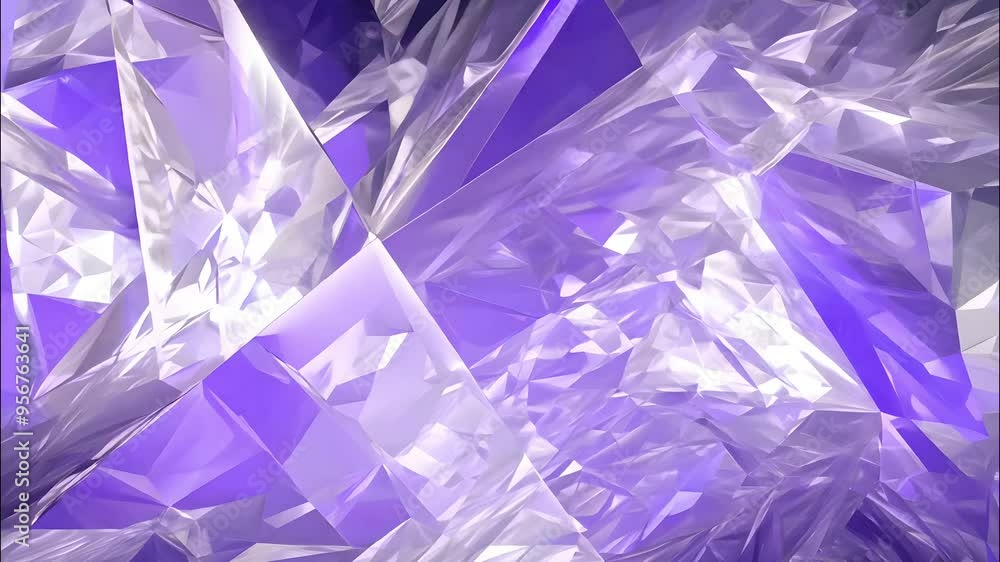 Poster a vibrant abstract design featuring sharp, geometric shapes in shades of purple and white that creat