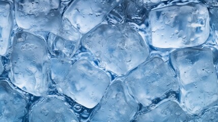 Crystal clear ice cubes as background, top view. Neural network ai generated art