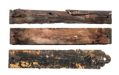 Fototapeta premium Aged wooden planks set isolated on transparent background