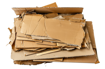Pile of corrugated cardboard textures isolated on transparency