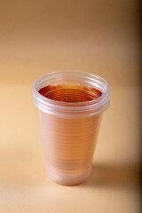 Apple juice in plastic cups