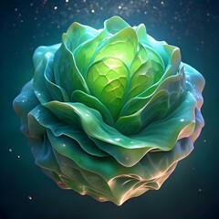 Obraz premium A stunning 3D illustration of a fresh. vibrant iceberg lettuce. rendered with intricate detail.