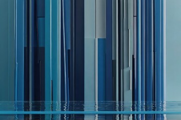 Minimalistic abstract shapes in various shades of blue